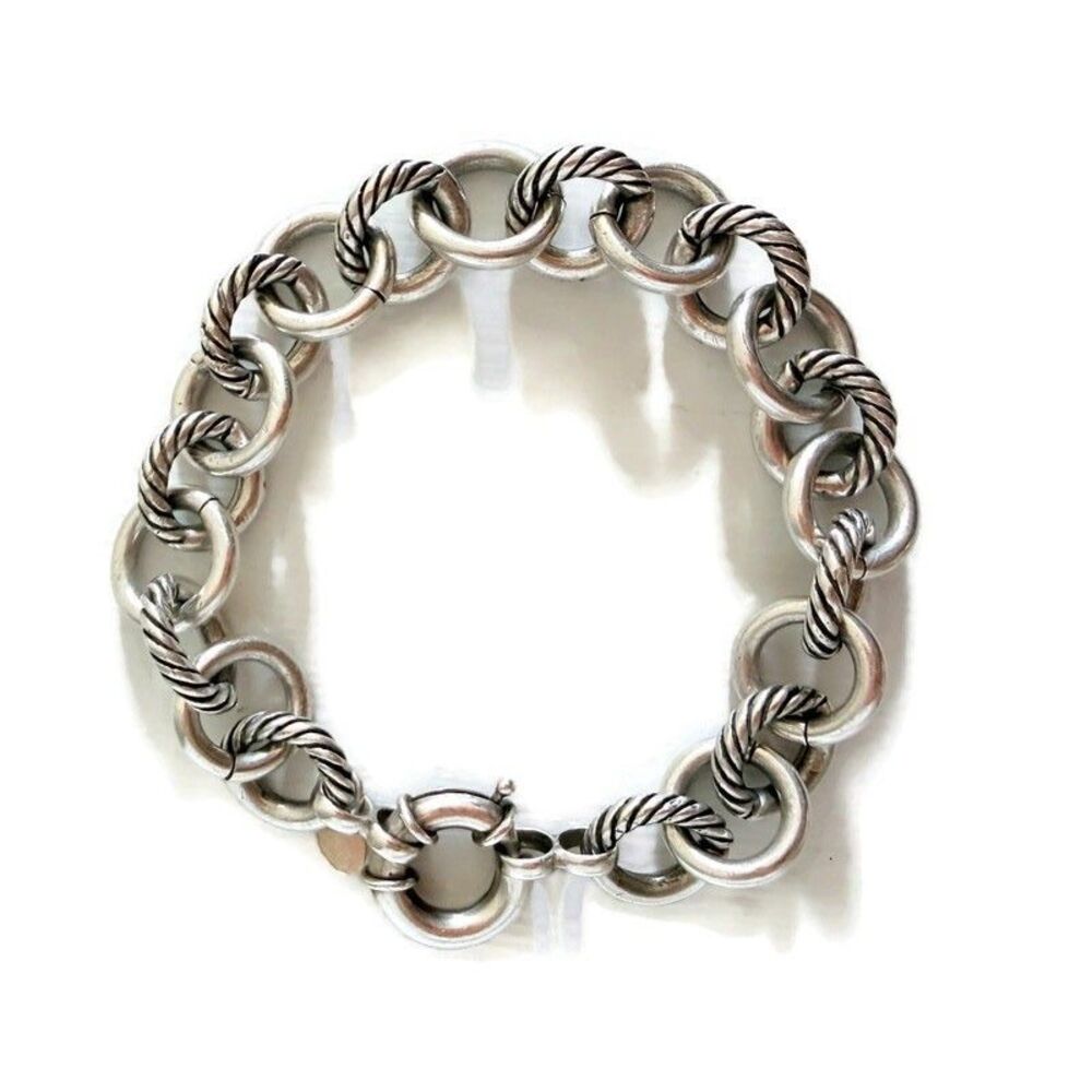 Designer-Inspired Sterling Silver 44g Round Cable Chain Bracelet